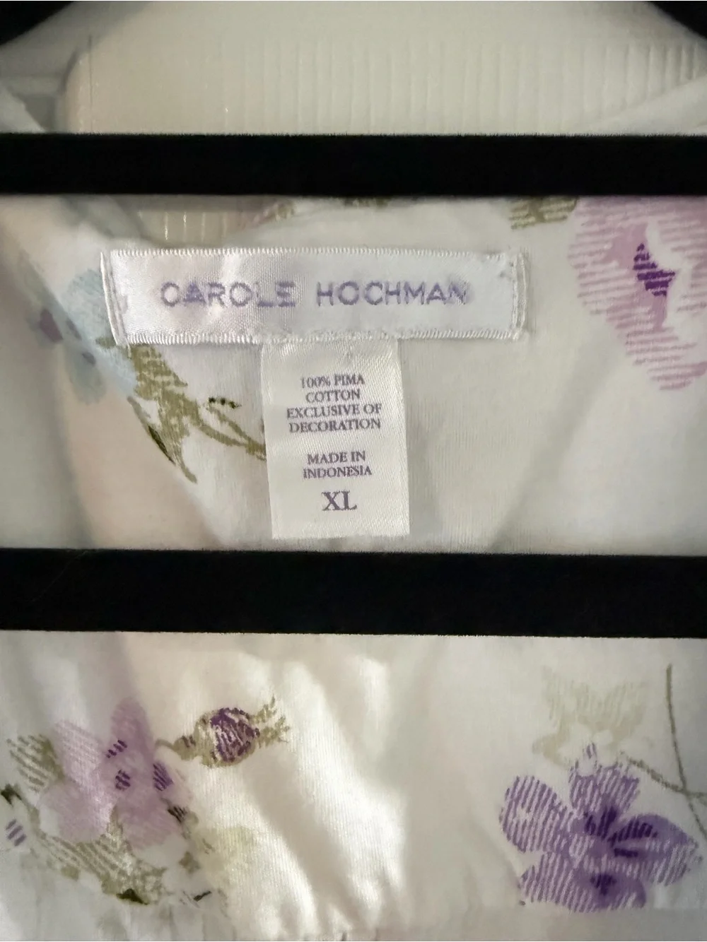 Midnight by Carole Hochman White Tunic with Lavender Floral Print